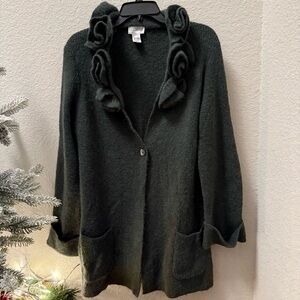 Soft Surroundings button cardigan Rosette longline medium